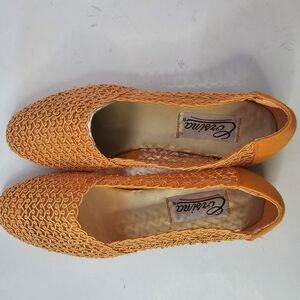 Orange Woven Flats by Corsina Size 6.5 Balletcore Preppy Casual